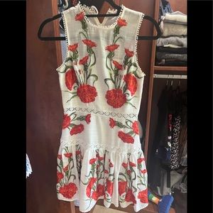 Alexis white mini dress with red florals